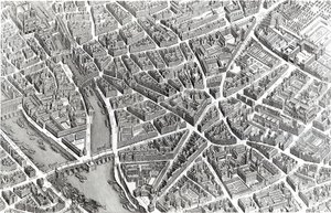 Párizs terve, „Plan de Turgot” néven ismert, Claude Lucas vésette, 1734-39 (részlet)